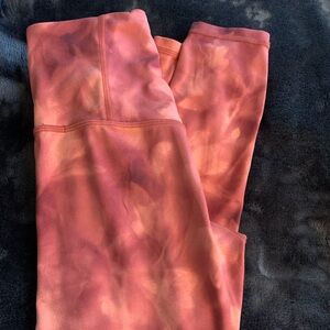 Athleta Rose-Orange Tie-Dye Elation Leggings